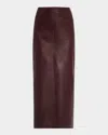 Brunello Cucinelli Stretch Nappa Leather Midi Skirt In Brown