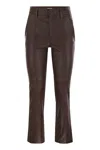 Brunello Cucinelli Stretch Nappa Leather Square Cigarette Trousers With Jewellery In Brown