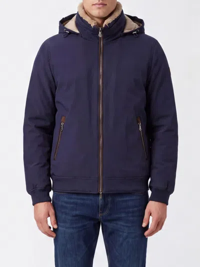 Brunello Cucinelli Stretch Nylon Down Jacket With Detachable Hood In Blue