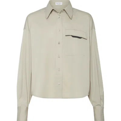 Brunello Cucinelli Stretch Poplin Shirt In Nude