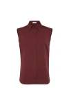 Brunello Cucinelli Sleeveless Poplin Shirt In Multi