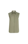 Brunello Cucinelli Poplin Sleeveless Shirt In Green