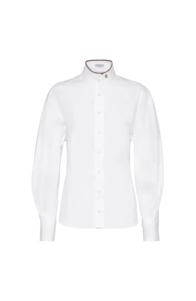 Brunello Cucinelli Stretch Poplin Shirt With Monili