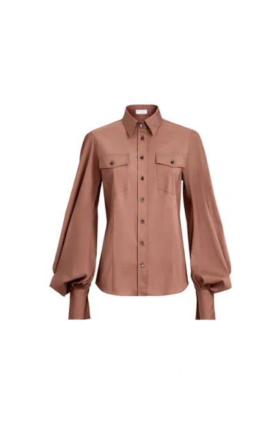 Brunello Cucinelli Stretch Poplin Shirt With Monili In Pink