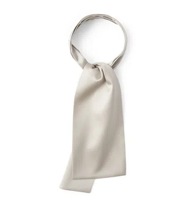 Brunello Cucinelli Stretch-satin Silk Jabot Scarf In Neutral