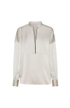 Brunello Cucinelli Stretch Silk Satin Blouse In White
