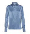 Brunello Cucinelli Stretch-silk Satin Shirt In Blue
