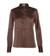 Brunello Cucinelli Stretch-silk Satin Shirt In Brown