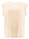 Brunello Cucinelli Women's Stretch Silk Satin T-shirt With Monili In Beige