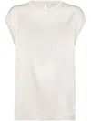 Brunello Cucinelli Silk Satin Top In Beige