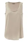 Brunello Cucinelli Reversible Stretch Silk Satin Top In Beige