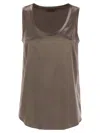 Brunello Cucinelli Stretch Silk Satin Top In Brown