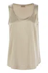 Brunello Cucinelli Stretch Silk Satin Top In Brown