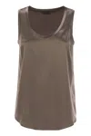 Brunello Cucinelli Stretch Silk Satin Top In Brown