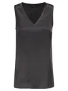 Brunello Cucinelli Stretch Silk Satin Top In Gray