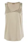 Brunello Cucinelli Reversible Stretch Silk Satin Top In Grey