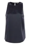 Brunello Cucinelli Women Stretch Silk Satin Top With Jewellery