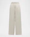 Brunello Cucinelli Stretch Silk Satin Track Trousers In Neutral