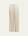 Brunello Cucinelli Stretch Silk Satin Track Trousers In Neutral