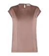 Brunello Cucinelli Stretch-silk T-shirt In Brown