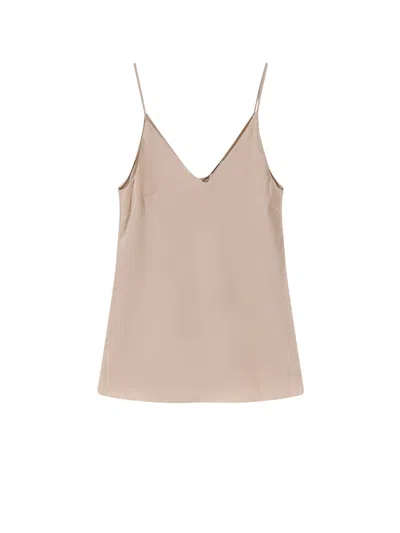 Brunello Cucinelli Silk Top V Neckline Spaghetti Straps In Pink