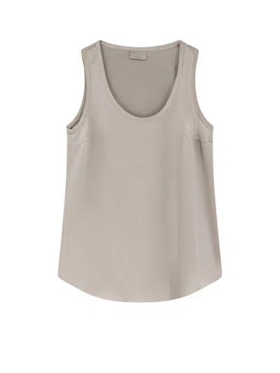 Brunello Cucinelli Stretch Silk Top In Gray