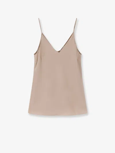 Brunello Cucinelli Stretch Silk Top In Neutral