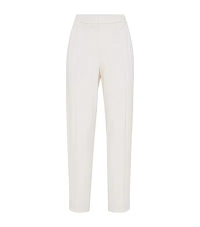 BRUNELLO CUCINELLI STRETCH-VISCOSE TWILL TROUSERS
