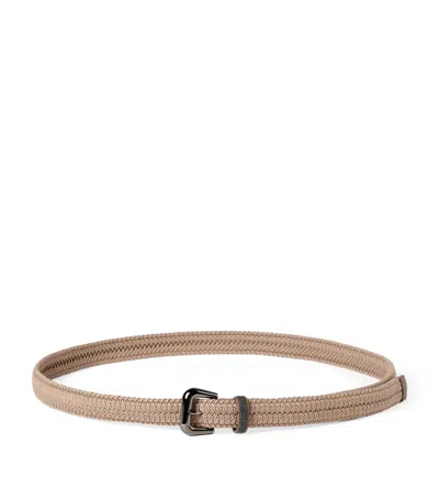 Brunello Cucinelli Stretch-cotton Braided Belt In Beige