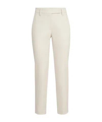 Brunello Cucinelli Stretch-cotton Cover Slim-fit Trousers In Neutral