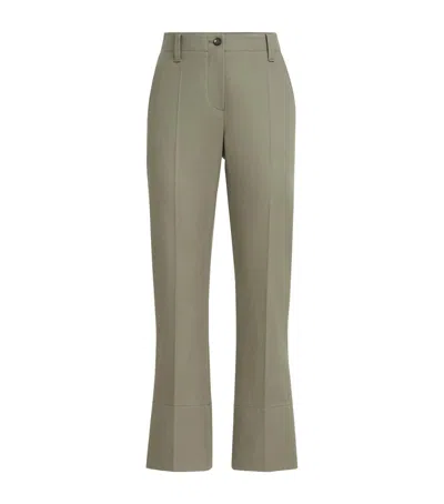 Brunello Cucinelli Stretch-cotton Flared Trousers In Green