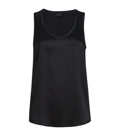 Brunello Cucinelli Stretch-silk Satin Tank Top In Black