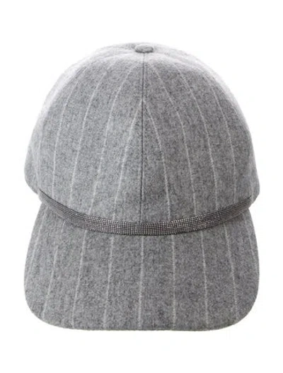 Pre-owned Brunello Cucinelli Stripe Baseball Cap In Grey