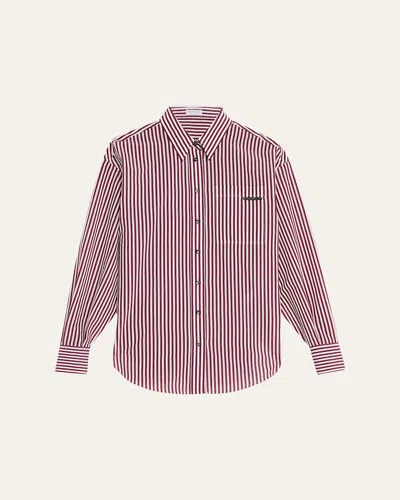 Brunello Cucinelli Stripe Blouse With Monili Pocket In Multi