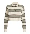 Brunello Cucinelli Stripe Cropped Polo Sweater In Neutral