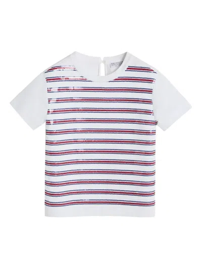 Brunello Cucinelli Kids' Stripe-design Jersey T-shirt In Multi