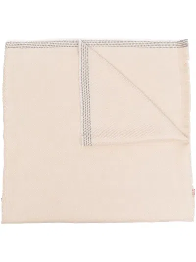 Brunello Cucinelli Stripe Detail Beige Scarf In Neutrals