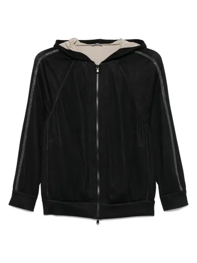 BRUNELLO CUCINELLI STRIPE-DETAIL ZIP-UP HOODIE