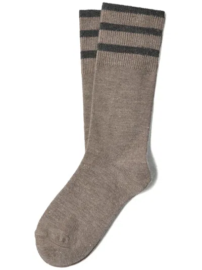 Brunello Cucinelli Stripe-detailing Socks In Brown