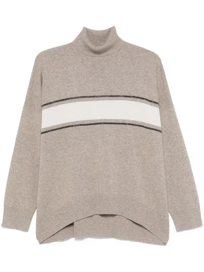 Brunello Cucinelli Stripe-detailing Sweater In Grey