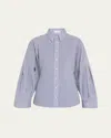 Brunello Cucinelli Stripe Gauze Techno Cotton Blouse In Multi