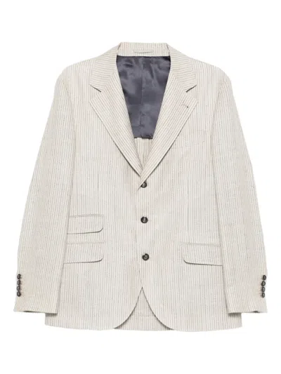 Brunello Cucinelli Stripe-pattern Blazer In Neutral