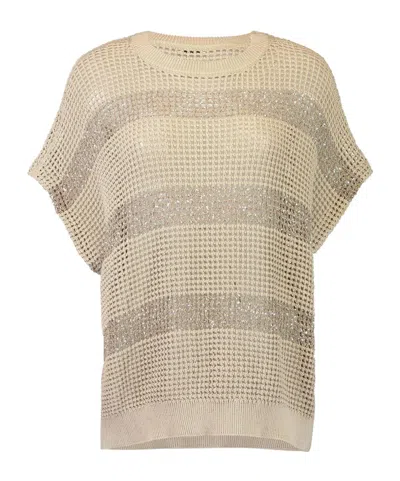 BRUNELLO CUCINELLI BRUNELLO CUCINELLI SHORT SLEEVED KNITTED TOP