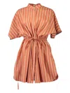 Brunello Cucinelli Stripe-pattern Shirt Mini Dress In Brown