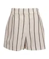 Brunello Cucinelli Striped Cotton-linen Shorts In Nude