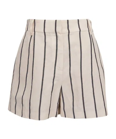 Brunello Cucinelli Striped Cotton-linen Shorts In Nude