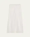 Brunello Cucinelli Stripe Sequined Wide Leg Organza Pants In Bianco