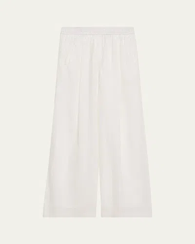 Brunello Cucinelli Stripe Sequined Wide Leg Organza Pants In Bianco