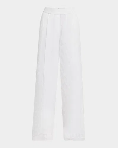 Brunello Cucinelli Stripe Sequined Wide Leg Organza Pants In Bianco