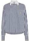 Brunello Cucinelli Striped Long-sleeved Shirt In Blue